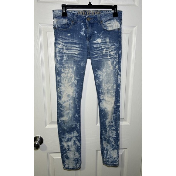 VIP Jeans Heavy Bleached Skinny Jeans Juniors Size 3/4 - Picture 1 of 7